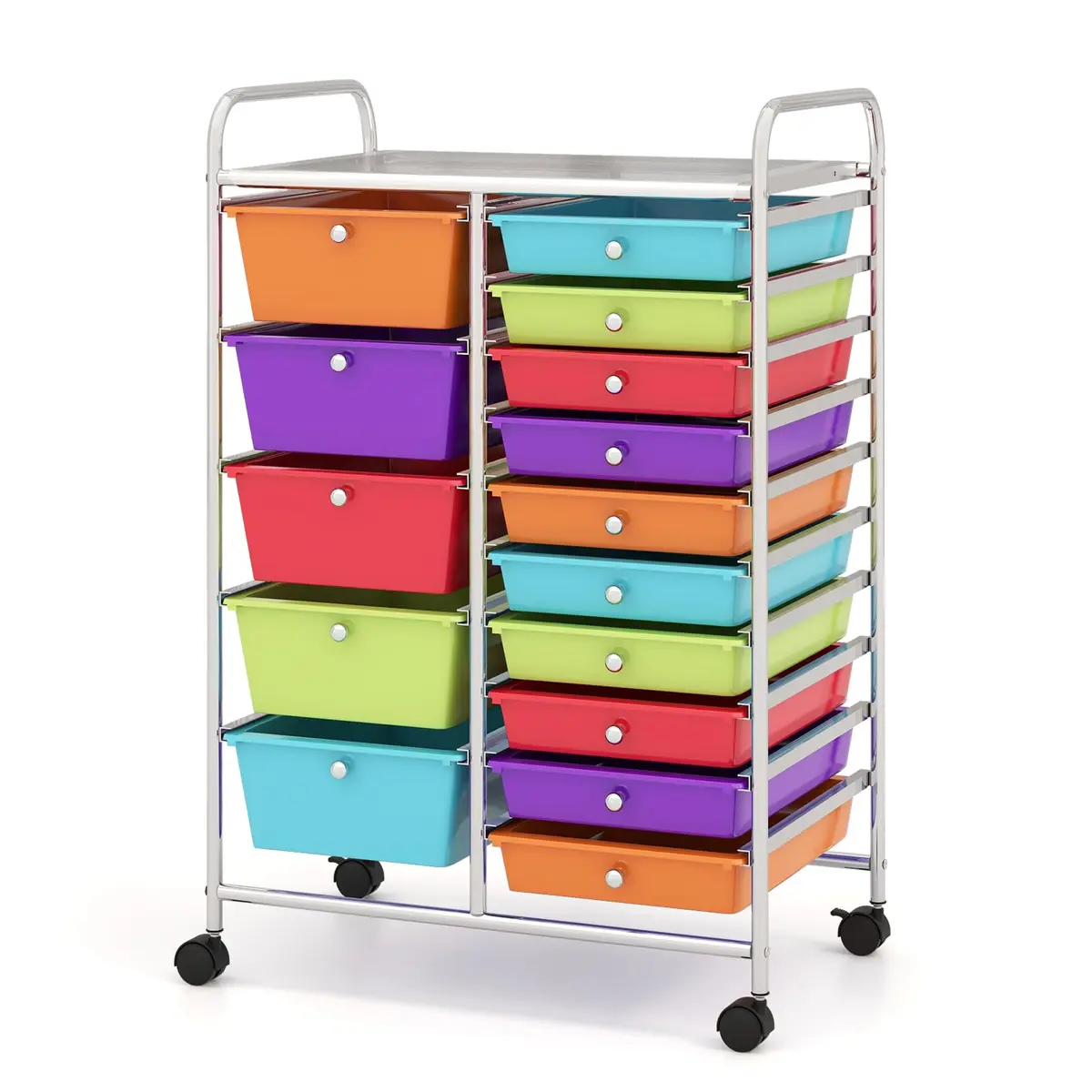 CLEEMAN 15-Drawer Rolling Cart Metal Frame 15 Drawers | Multipurpose Utility Trolley for Home Office School - main product image
