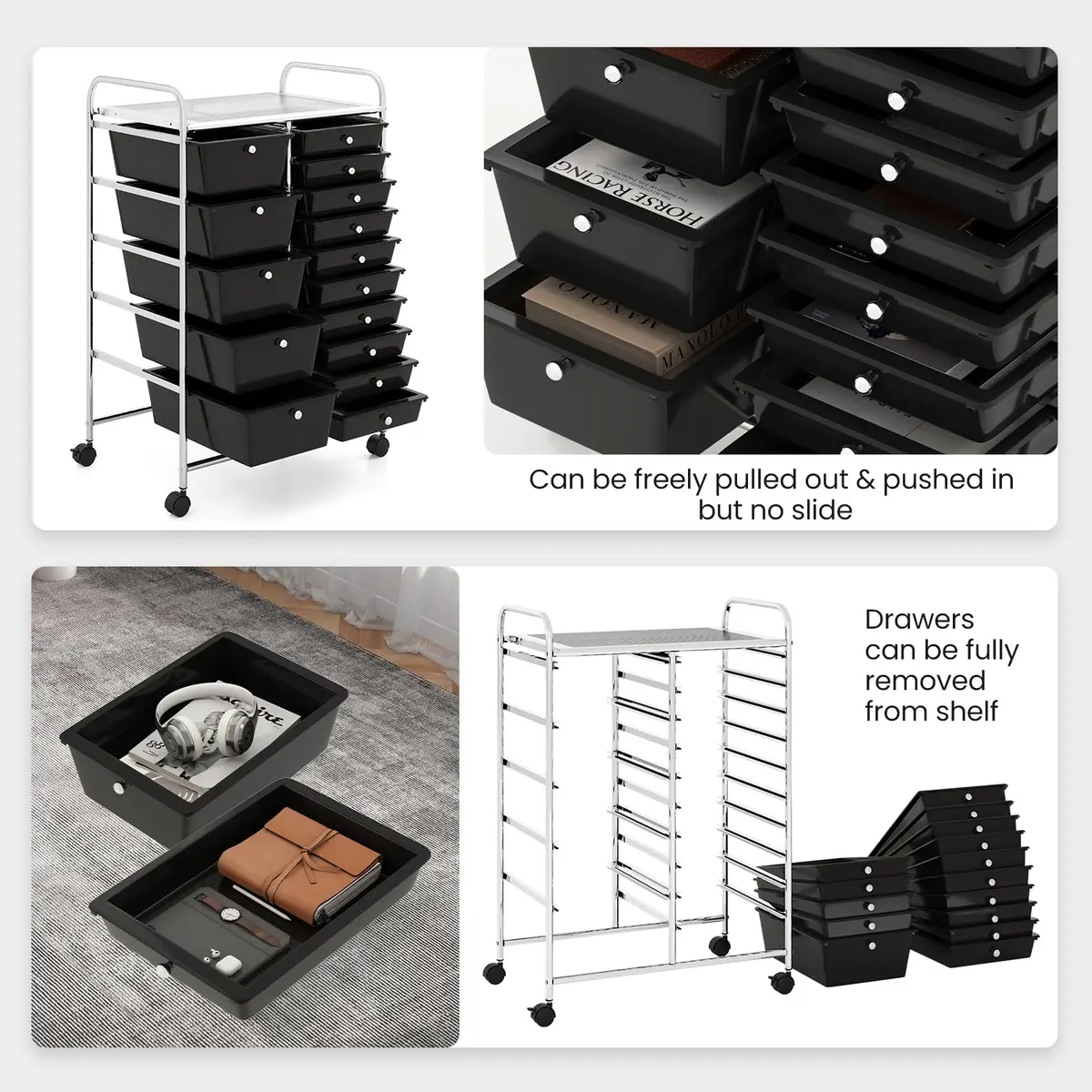 CLEEMAN 15-Drawer Rolling Cart Metal Frame 25.4kg (56lb) | Multipurpose Storage Organizer - view 4