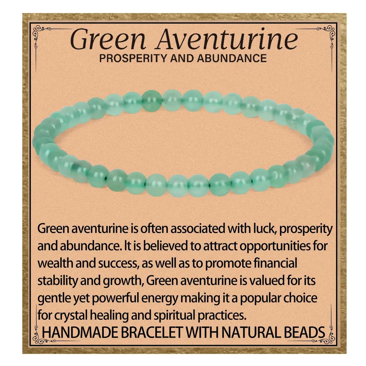 LPBeads Natural Green Aventurine Gemstone Stretch Bracelet 4mm Round Beads | Healing Crystal Jewelry for Women Men - main product image