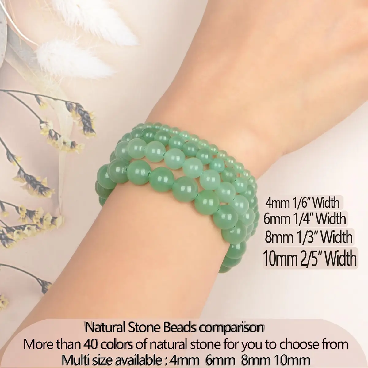 LPBeads Natural Green Aventurine Gemstone Stretch Bracelet 4mm Round Beads | Healing Crystal Jewelry for Women Men - view 5