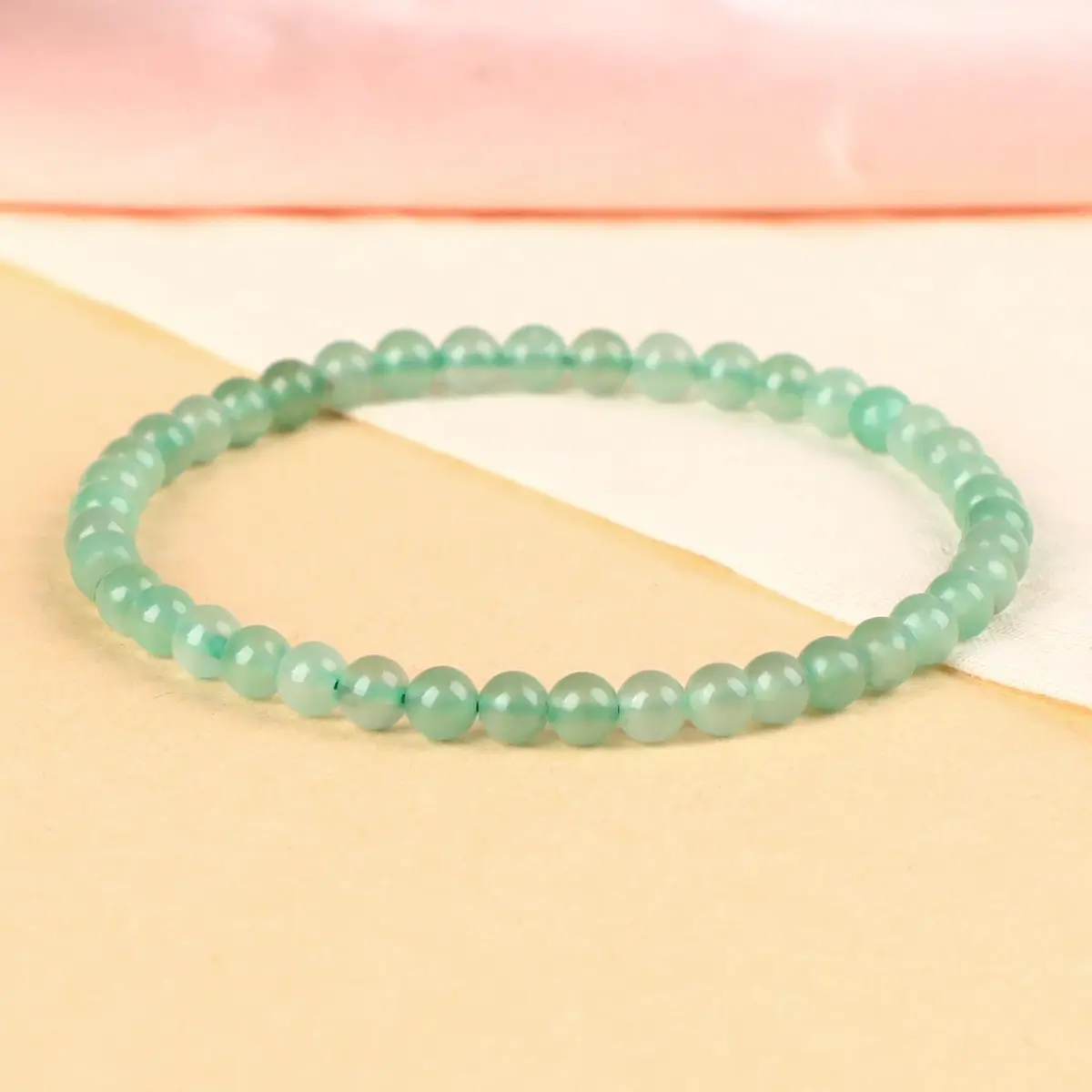 LPBeads Natural Green Aventurine Gemstone Stretch Bracelet 4mm Round Beads | Healing Crystal Jewelry for Women Men - view 3
