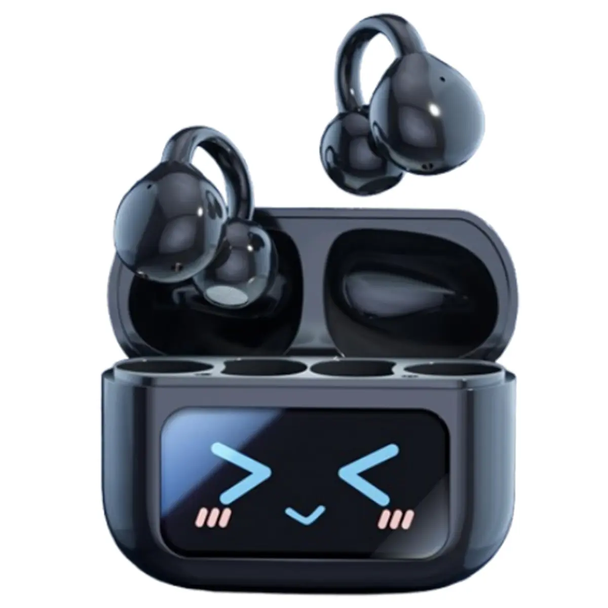 MAcnas Open Ear Clip Headphones Wireless Earbuds Bluetooth 6.0 Sports Earphones with LED Touch Screen Waterproof in Ear for Pad Tablet Laptop Android/iOS (Black) - view 9