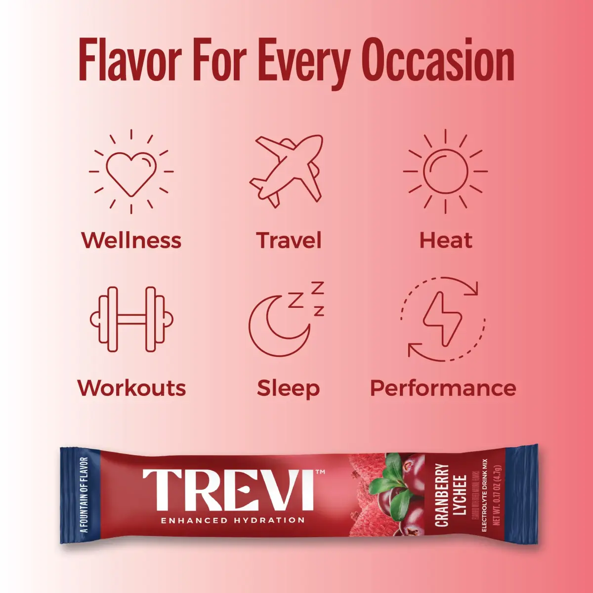 TREVI Electrolytes Powder Packets Sugar Free Hydration Cranberry Lychee 28 Servings | Hydrating with Vitamins & Minerals - view 6