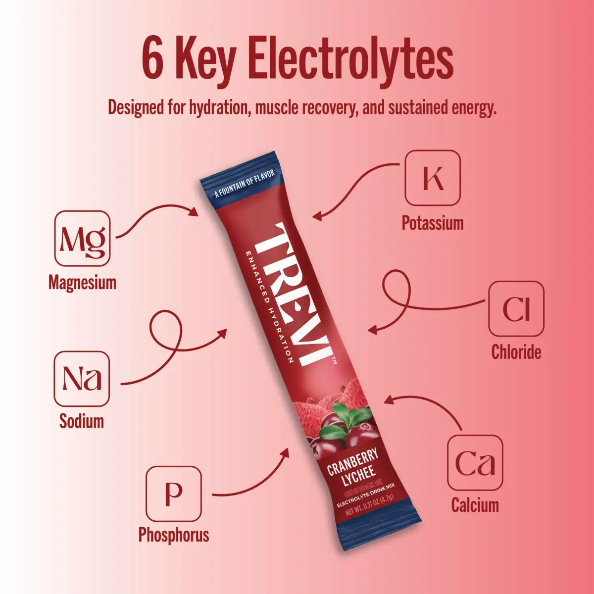 TREVI Electrolytes Powder Packets Sugar Free Hydration Cranberry Lychee 28 Servings | Hydrating with Vitamins & Minerals - view 3
