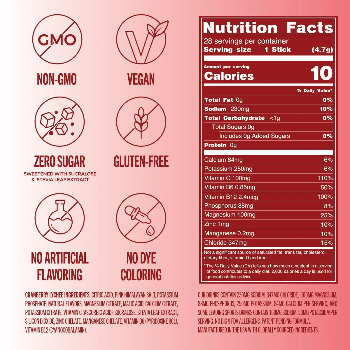 TREVI Electrolytes Powder Packets Sugar Free Hydration Cranberry Lychee 28 Servings | Hydrating with Vitamins & Minerals - view 4