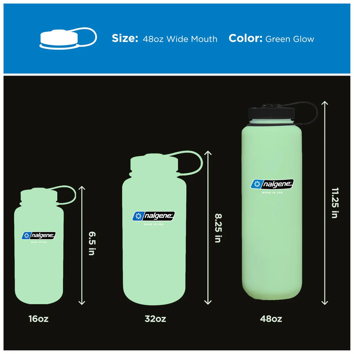 Nalgene 48 oz Wide Mouth Silo Water Bottle, Glow Green | Tritan Renew, BPA-Free, Leak-Proof, Dishwasher Safe - view 3