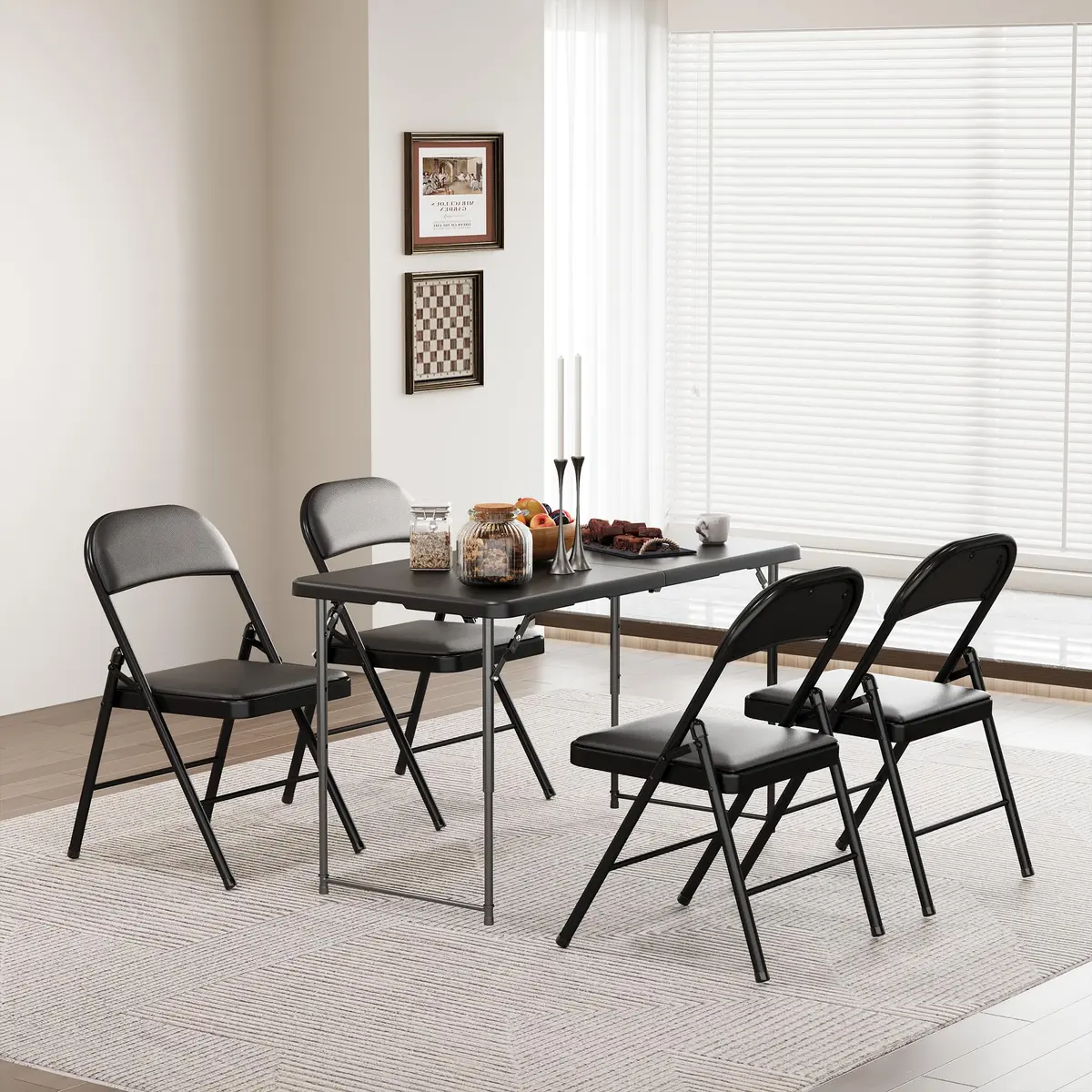 LUCKPRO 4ft Folding Table Heavy Duty | Portable, Black, 48x24in, Indoor & Outdoor Use - view 6