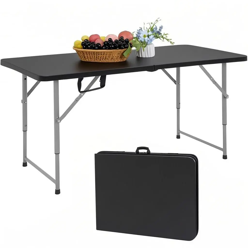 LUCKPRO 4ft Folding Table Heavy Duty | Portable, Black, 48x24in, Indoor & Outdoor Use - main product image