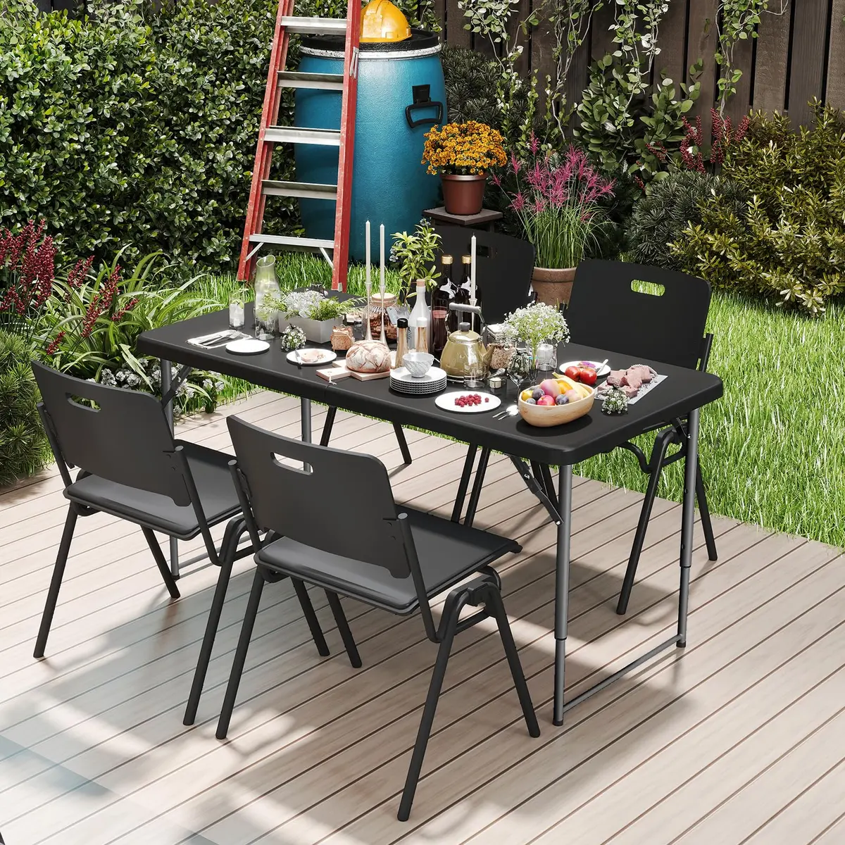 LUCKPRO 4ft Folding Table Heavy Duty | Portable, Black, 48x24in, Indoor & Outdoor Use - view 2