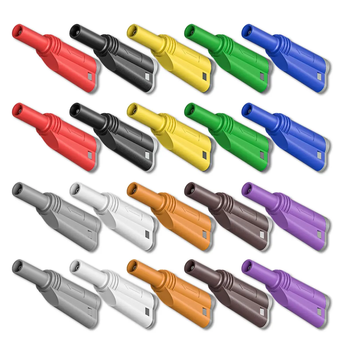 Goupchn 4mm Stackable Banana Plugs, 20PCS Ten Colors | 1000V/10A Rated Solderless Connectors - main product image