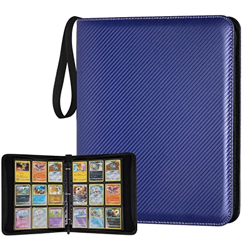 GERMUN 3-Ring 9-Pocket Zipper Card Binder, 720 Card Capacity, Carbon Blue | Educational & Age-Appropriate Display Album - main product image