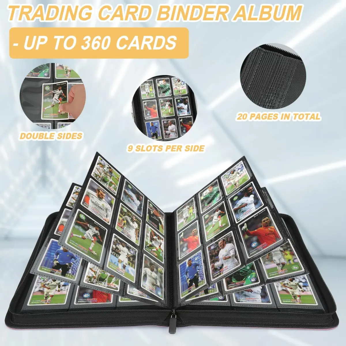 GERMUN 360 Card Ringless Zipper Binder | Acid-Free PU Leather for TCG Sports Cards - view 4