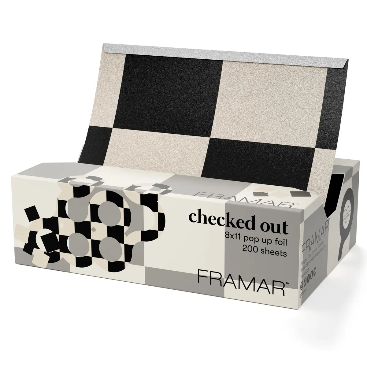 FRAMAR Checked Out Hair Foil 8x11 Inches (200 Count) | Professional Embossed Salon Foils for Highlighting - main product image