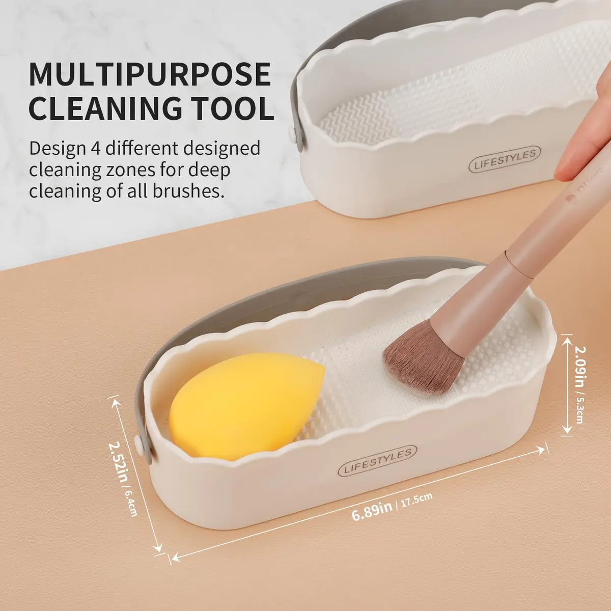 DUcare Makeup Brush Cleaner Mat 4 in 1 Silicone Makeup Brush Cleaner Bowl for Storage and Air Drying | 77 Fixing Modes - view 6