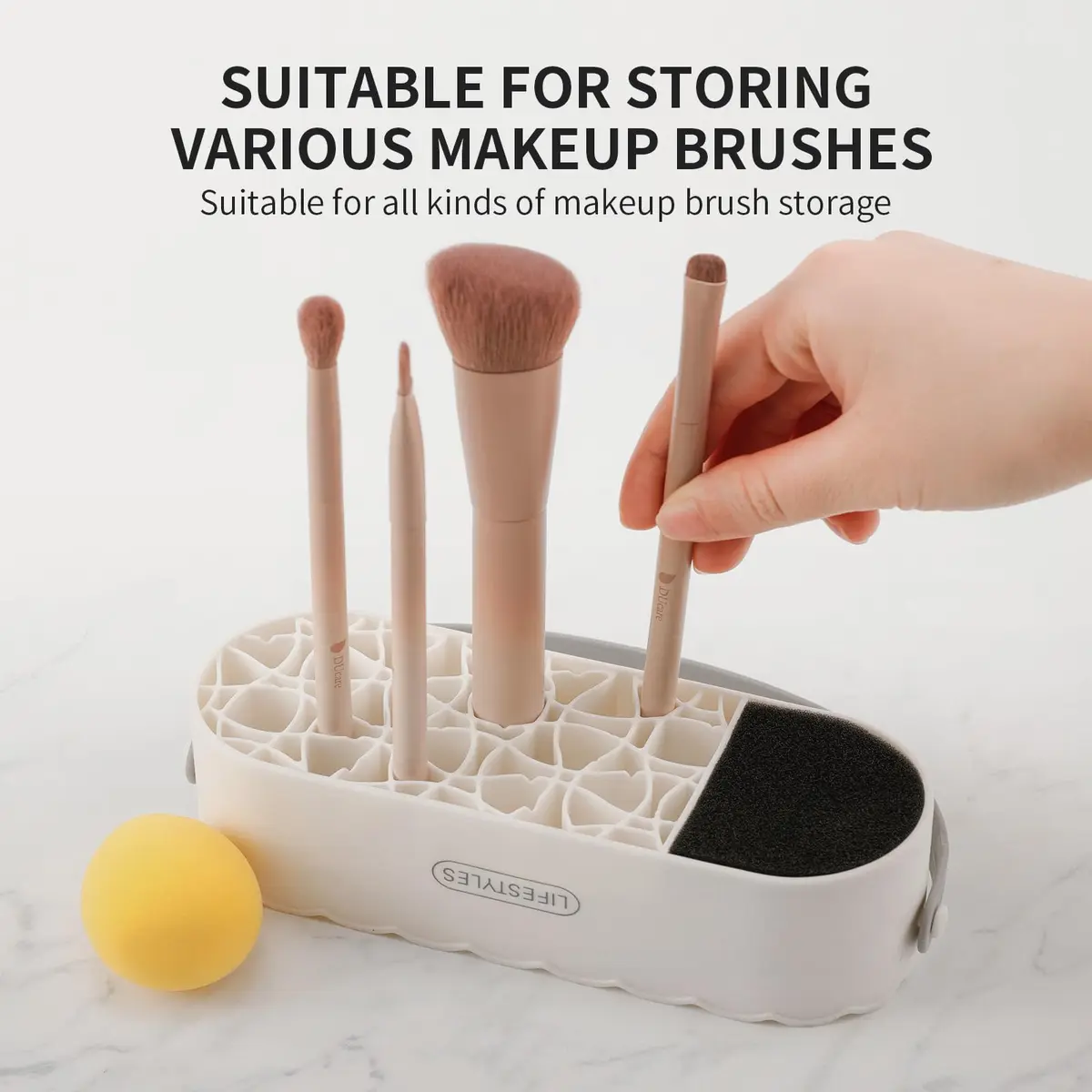 DUcare Makeup Brush Cleaner Mat 4 in 1 Silicone Makeup Brush Cleaner Bowl for Storage and Air Drying | 77 Fixing Modes - view 8