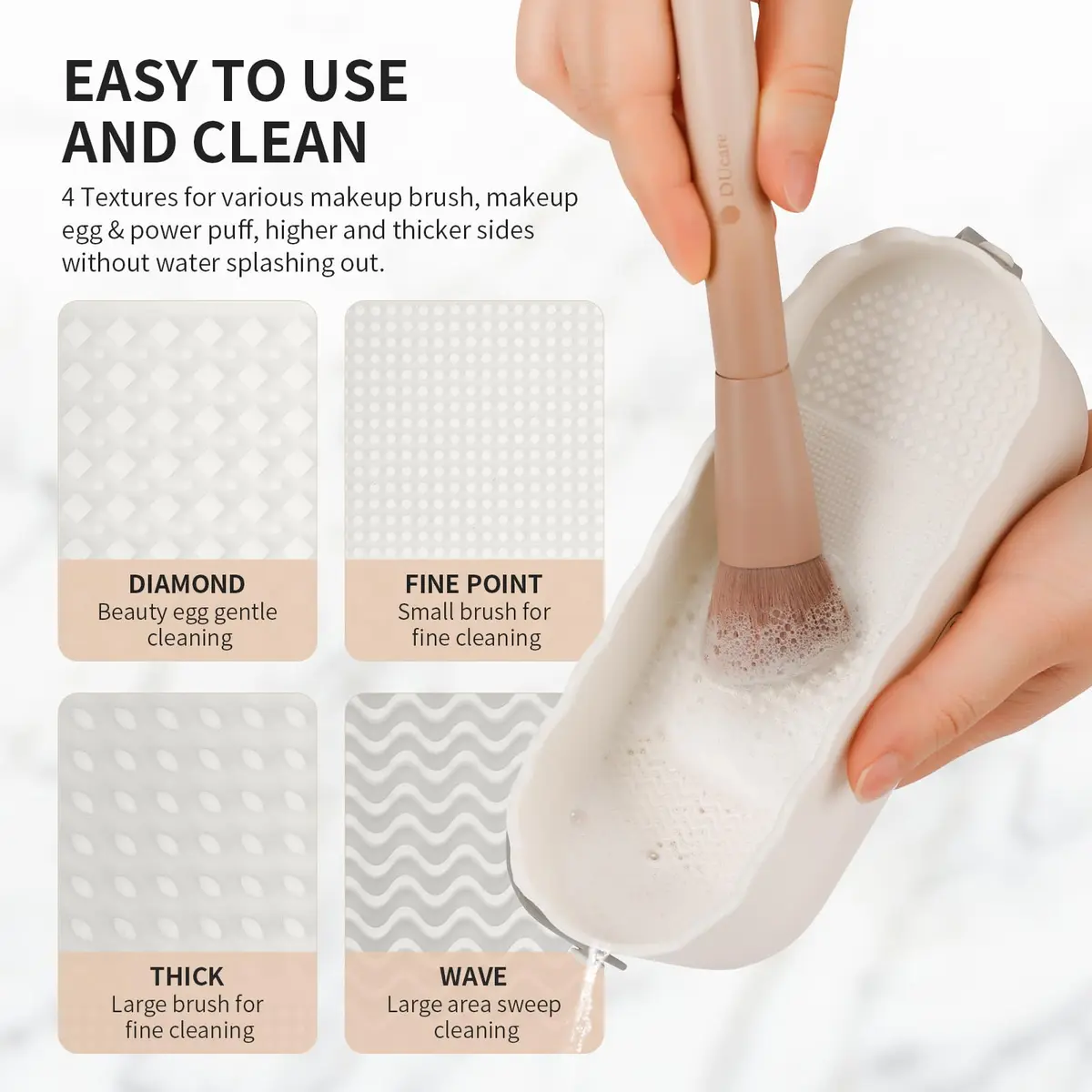DUcare Makeup Brush Cleaner Mat 4 in 1 Silicone Makeup Brush Cleaner Bowl for Storage and Air Drying | 77 Fixing Modes - view 3