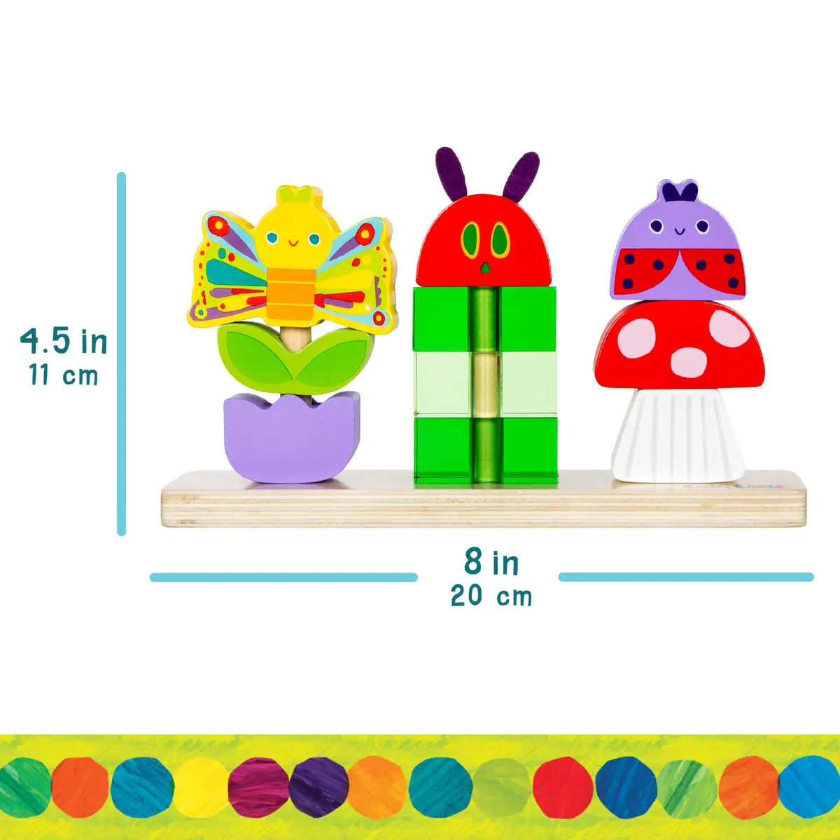 KIDS PREFERRED The Very Hungry Caterpillar Wooden Stacking Toy 19.5cm (7.87in) | Educational Toy for Toddlers - view 5