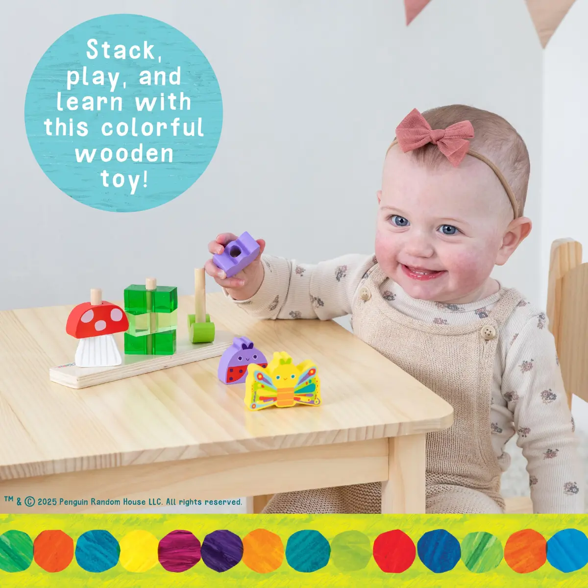 KIDS PREFERRED The Very Hungry Caterpillar Wooden Stacking Toy 19.5cm (7.87in) | Educational Toy for Toddlers - view 2