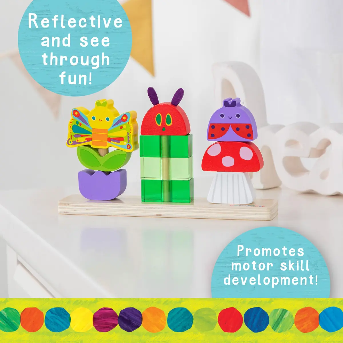 KIDS PREFERRED The Very Hungry Caterpillar Wooden Stacking Toy 19.5cm (7.87in) | Educational Toy for Toddlers - view 4