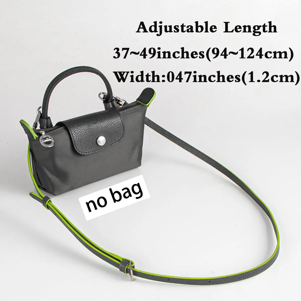 KIYOMIL Genuine Leather Strap Replacement for xs MINI Pouch, Adjustable 94-124cm | Graphite Grey-Silver - view 3