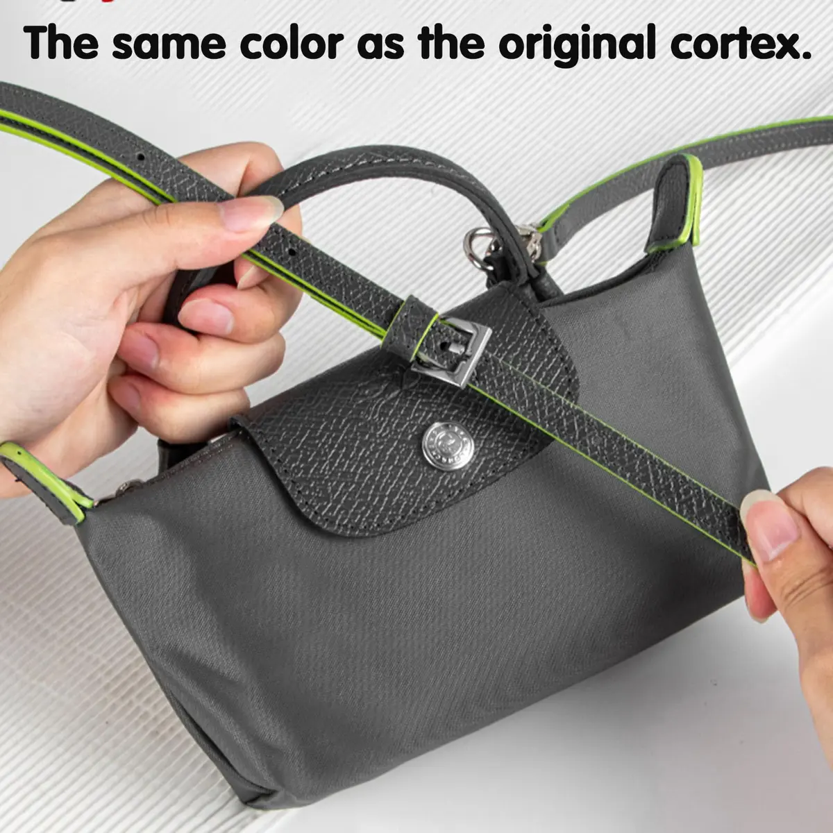 KIYOMIL Genuine Leather Strap Replacement for xs MINI Pouch, Adjustable 94-124cm | Graphite Grey-Silver - view 4