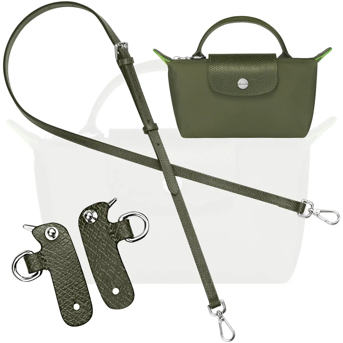 KIYOMIL Genuine Leather Bag Strap Replacement for MINI Pouch | 1.2cm Width, 94-124cm Adjustable Length - main product image