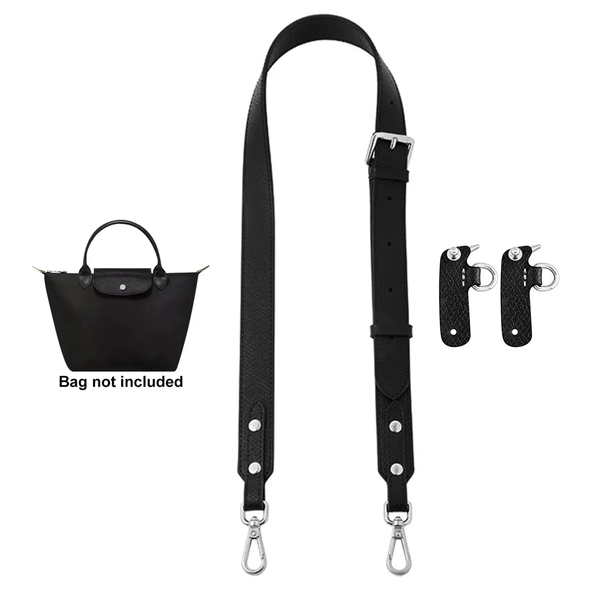 KIYOMIL Black Leather Strap Replacement for Small Pouch | Adjustable Crossbody Shoulder Strap 2.5cm (1.0in) - view 3