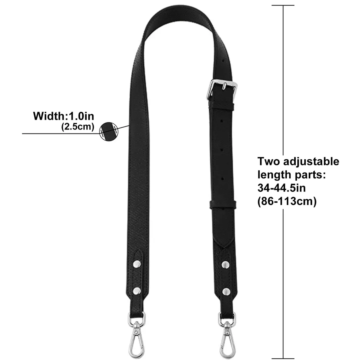 KIYOMIL Black Leather Strap Replacement for Small Pouch | Adjustable Crossbody Shoulder Strap 2.5cm (1.0in) - view 4