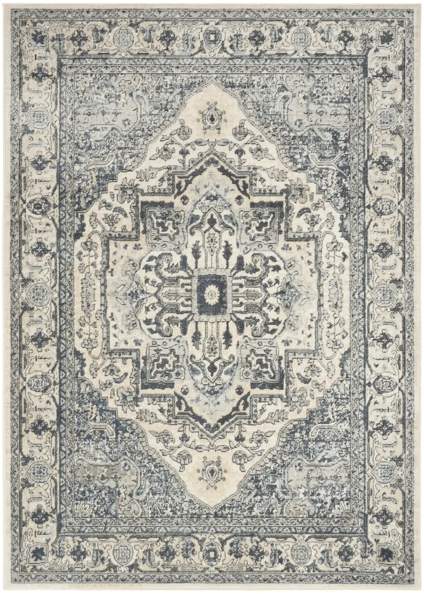 Nourison Home Concerto Ivory Navy 6' x 9' Area Rug | Easy Clean, Non Shedding - view 3
