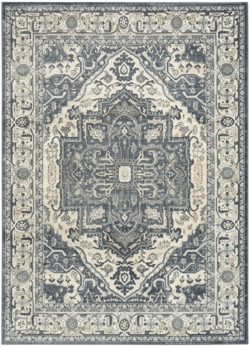 Nourison Home Concerto Navy Ivory 3'9" x 5'9" Area Rug | Easy Clean, Non Shedding, Modern Design - view 3