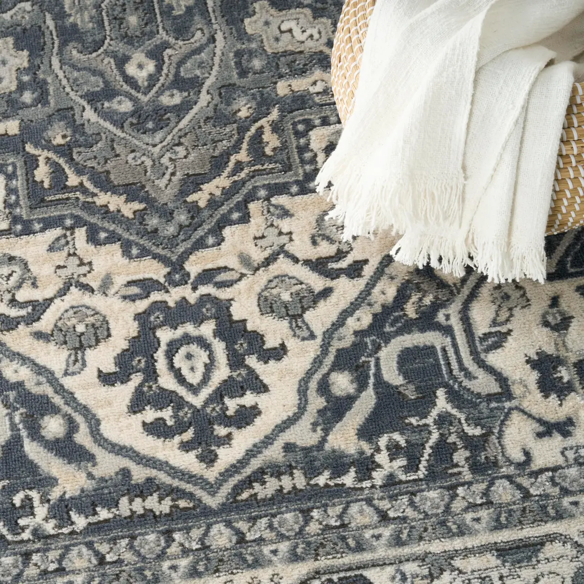 Nourison Home Concerto Navy Ivory 3'9" x 5'9" Area Rug | Easy Clean, Non Shedding, Modern Design - view 4
