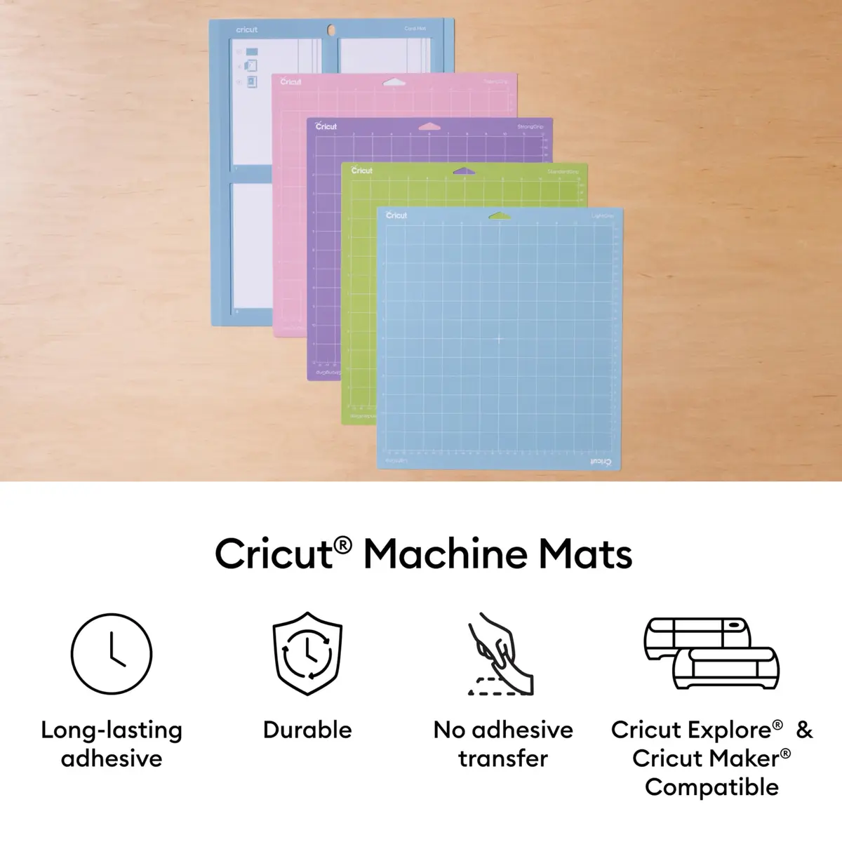 Cricut Cutting Mat Variety Pack (4 Count, 12in x 12in) | Reusable Adhesive Mats for Vinyl, Paper & Iron-On - view 4