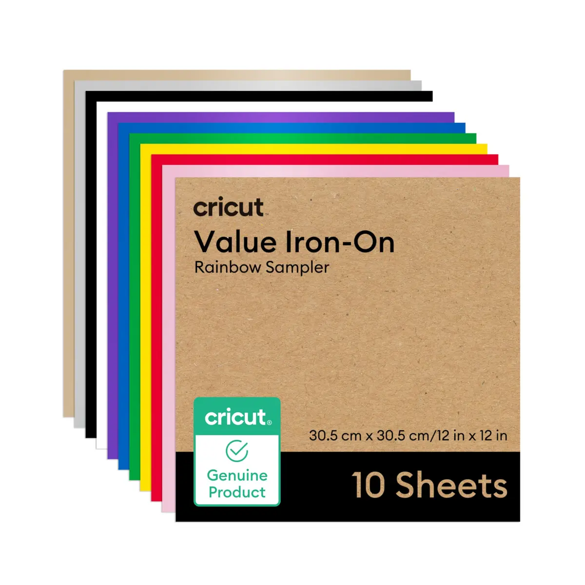 Cricut Value Iron-On Rainbow Sampler 12in x 12in (30.5cm x 30.5cm) | 10 Sheets for T-Shirts & Crafts - main product image