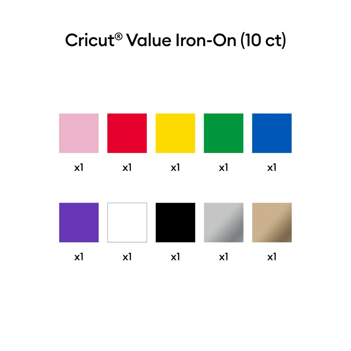 Cricut Value Iron-On Rainbow Sampler 12in x 12in (30.5cm x 30.5cm) | 10 Sheets for T-Shirts & Crafts - view 3