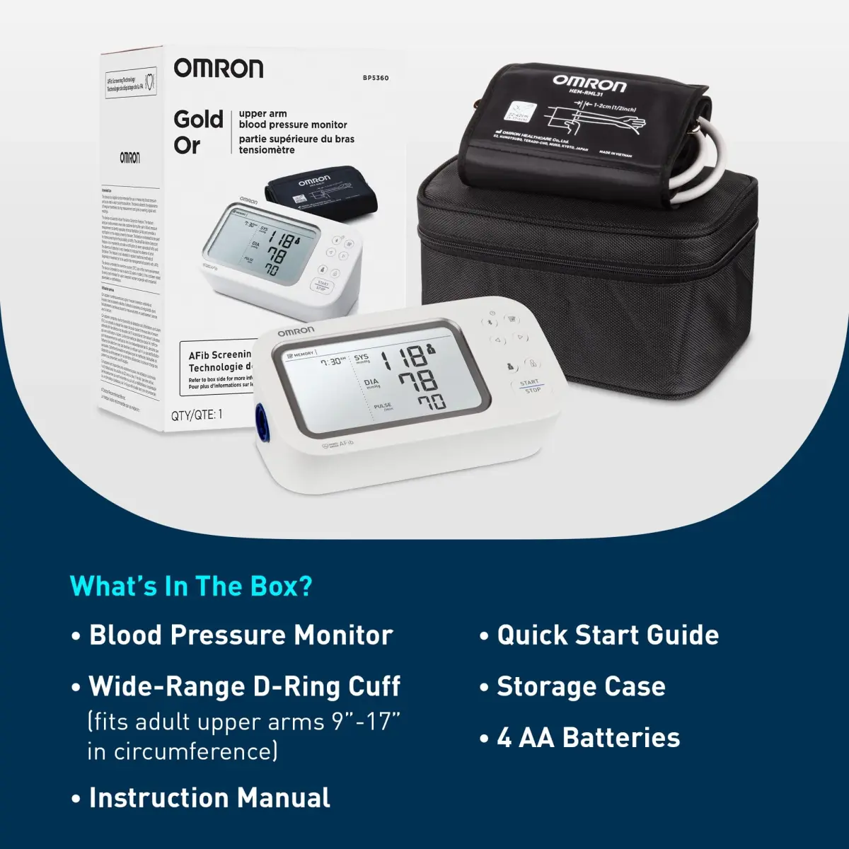 OMRON Gold Automatic Arm Blood Pressure Monitor | 9-17" Cuff, AFib Detection, Bluetooth App Sync - view 6