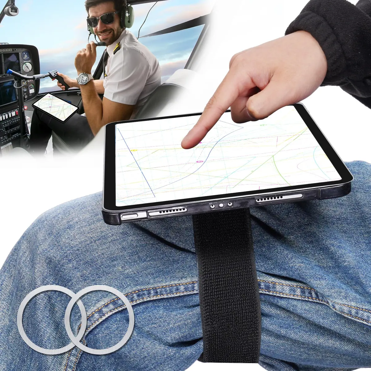 NiHome Adjustable Pilot Magnetic Kneeboard for iPad | Secure, Anti-Slip, Hands-Free (70-120 chars) - main product image