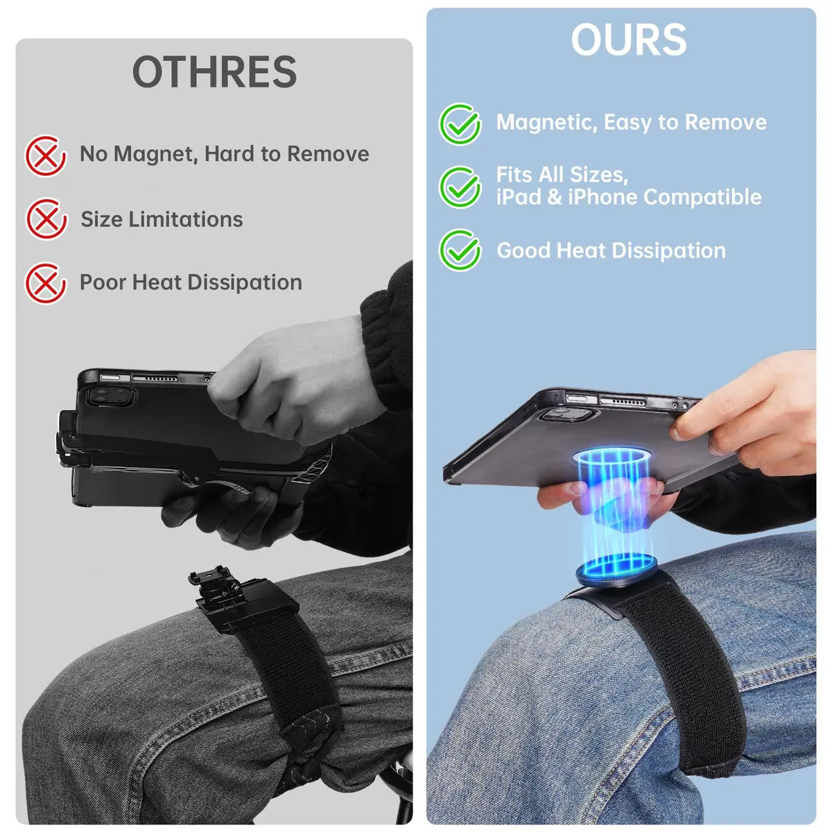 NiHome Adjustable Pilot Magnetic Kneeboard for iPad | Secure, Anti-Slip, Hands-Free (70-120 chars) - view 2