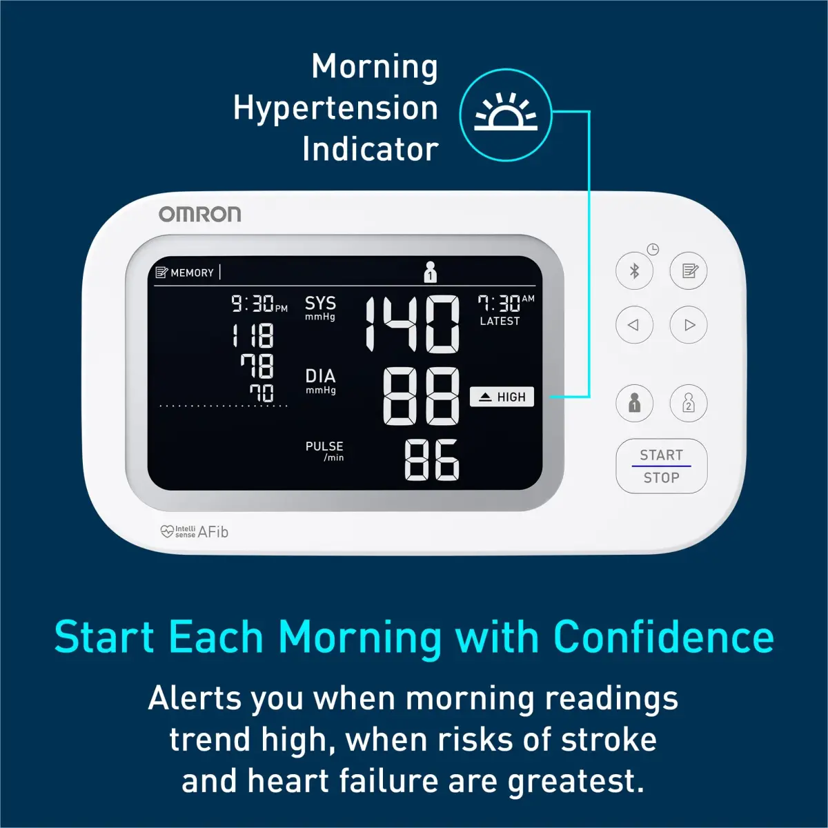 OMRON Platinum Blood Pressure Monitor with AFib Detection & App Connectivity | 9"–17" Cuff, 220V Compatible - view 4