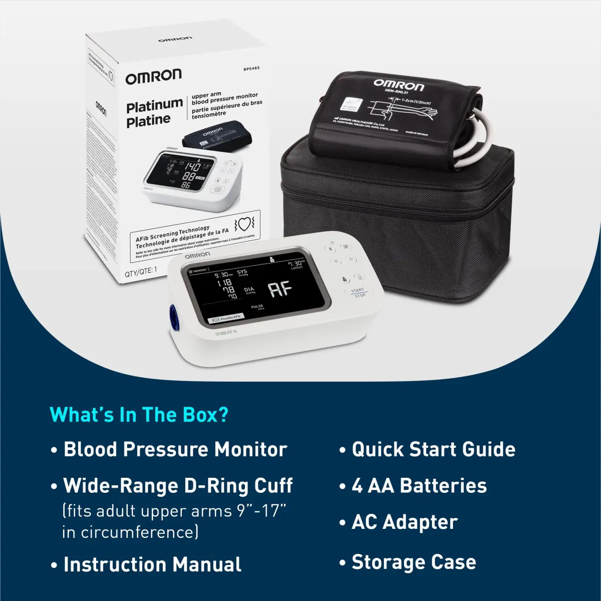 OMRON Platinum Blood Pressure Monitor with AFib Detection & App Connectivity | 9"–17" Cuff, 220V Compatible - view 6