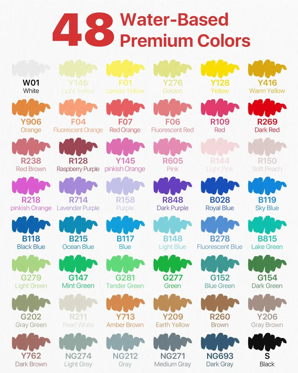 JusArt 48 Colors Acrylic Paint Markers Brush Tip, Automatic Ink Control, 1-8mm Lines | ASTM D4236 Certified - view 7