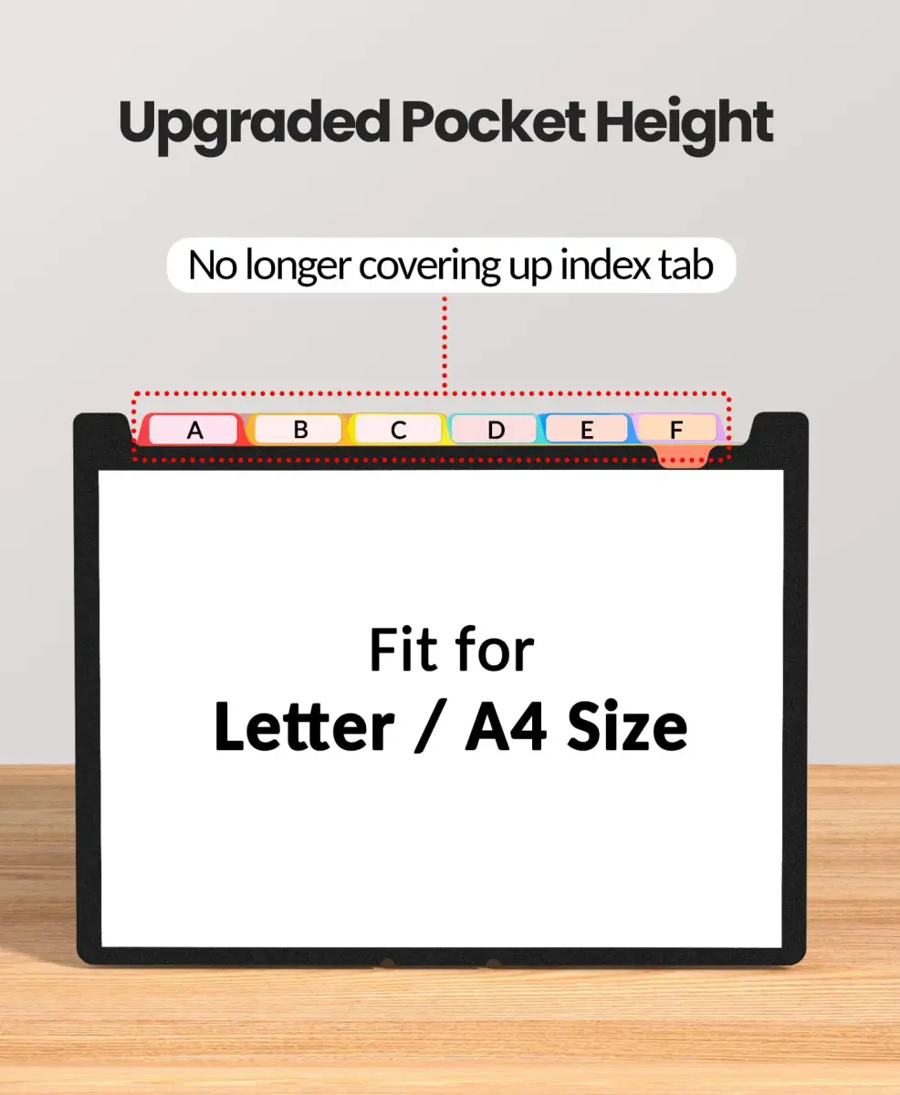 Sooez Accordion File Organizer, 26-Pocket Letter Size Expanding File Folder | Deeper Pockets & Unobstructed Tabs - view 2