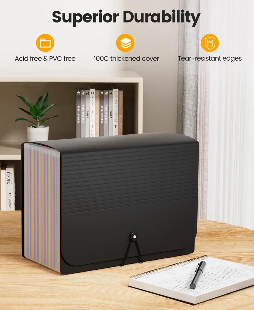 Sooez Accordion File Organizer, 26-Pocket Letter Size Expanding File Folder | Deeper Pockets & Unobstructed Tabs - view 4