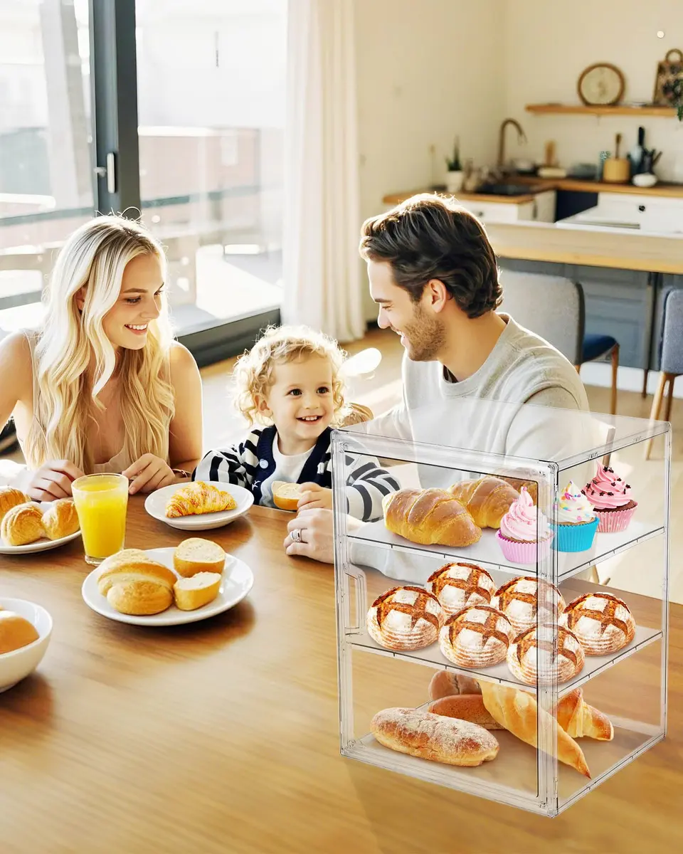MEI NIAN 4-Tier Bread Box 27.9cm (11 in) | Adjustable Compartments for Breads, Muffins, Bagels - view 3