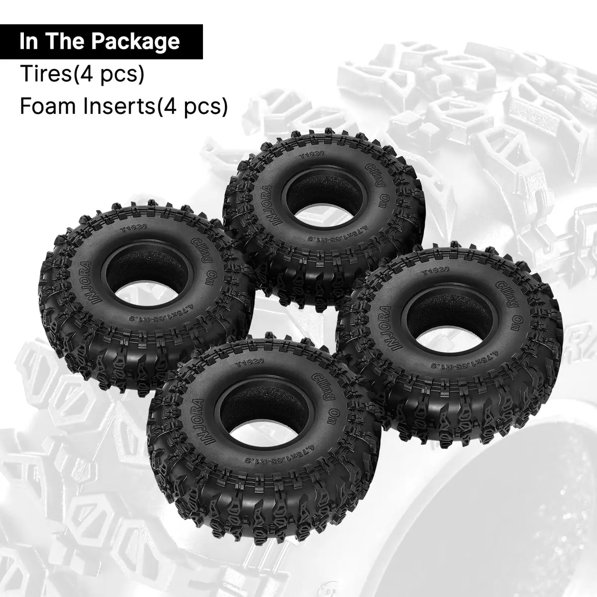 INJORA 1.9" Cling On Tires 120×42mm for 1/10 RC Crawler | Super Soft & Sticky S5 Compound - view 6
