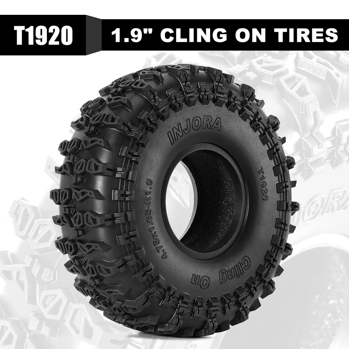 INJORA 1.9" Cling On Tires 120×42mm for 1/10 RC Crawler | Super Soft & Sticky S5 Compound - view 2