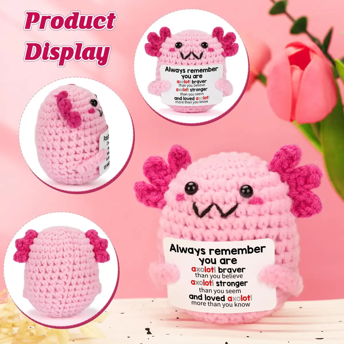WEYON Handmade Crochet Axolotl Plush Toy 3.81 cm (1.5 inches) | ASTM-Tested Non-Toxic Toy Figure - view 4