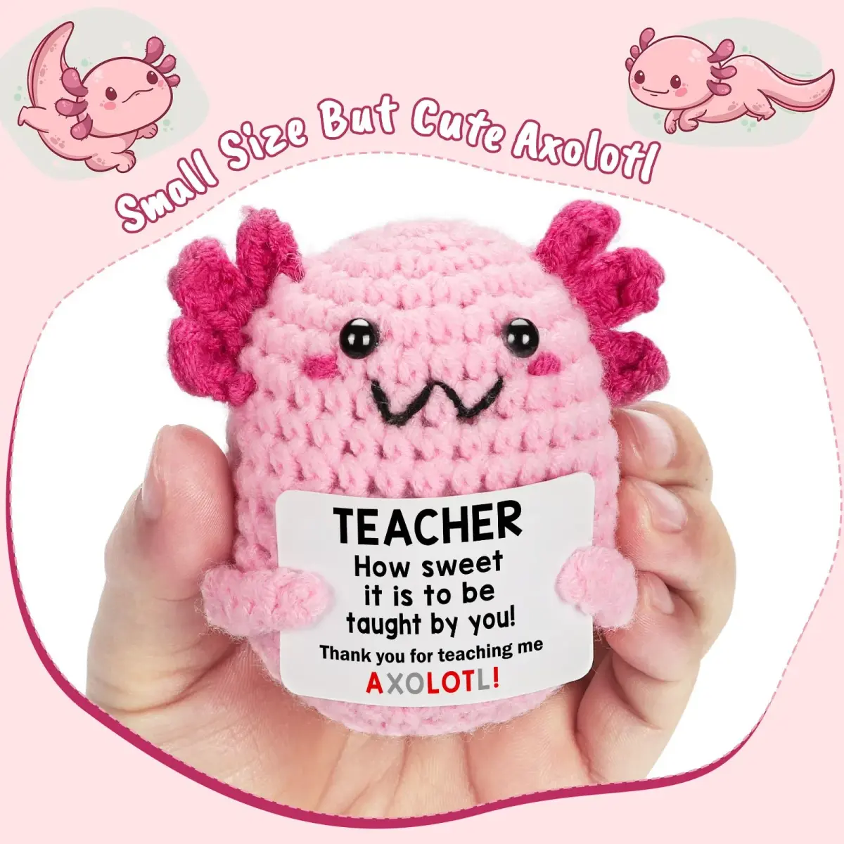 WEYON Handmade Crochet Axolotl Desk Toy | Teacher Appreciation Gift 1.5 inch (3.81 cm) - view 2