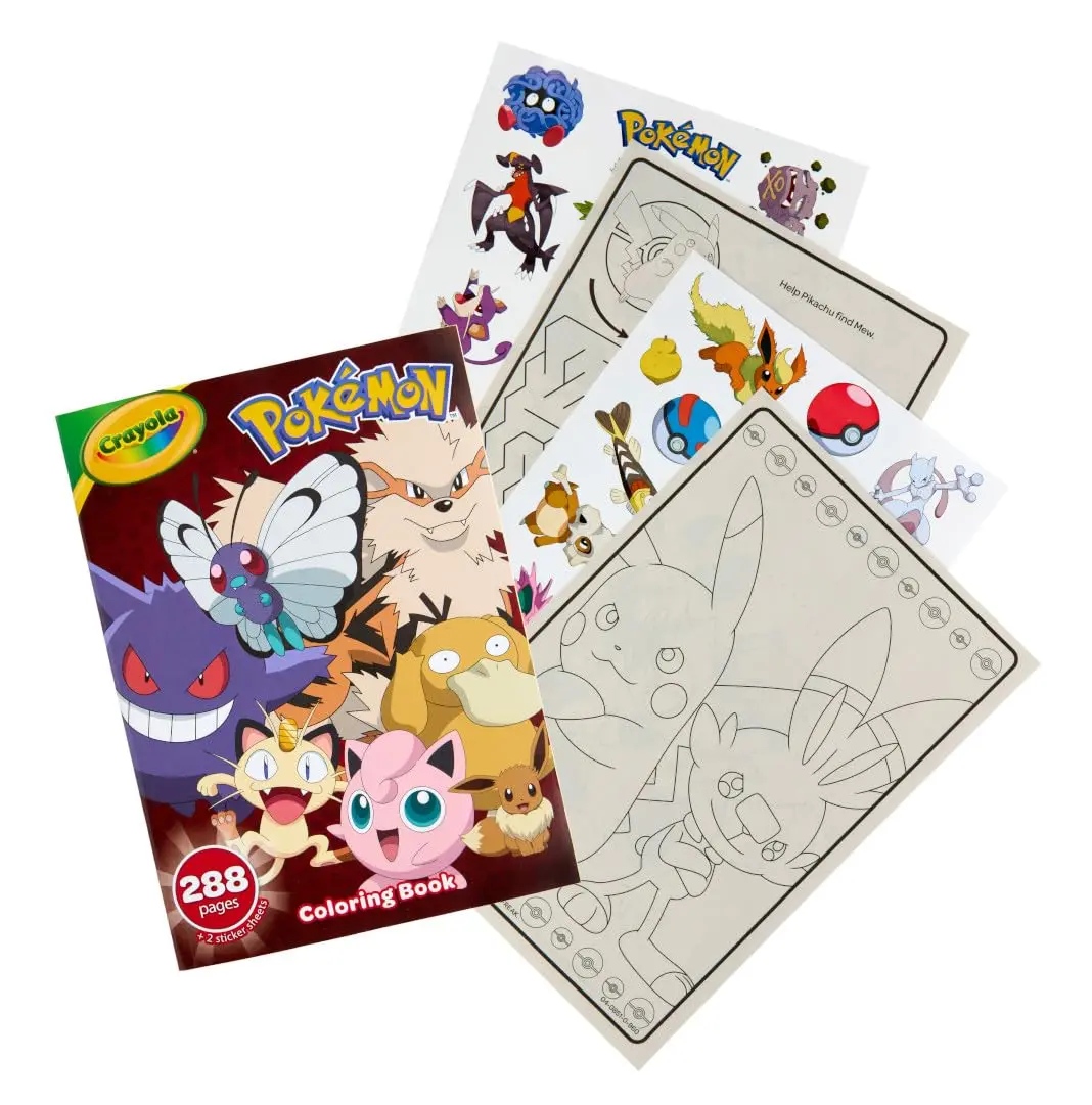Crayola Giant Pokemon Coloring Book (288 Pages) | 2 Sticker Sheets, Travel Activity, Gift for Kids & Adults - view 2