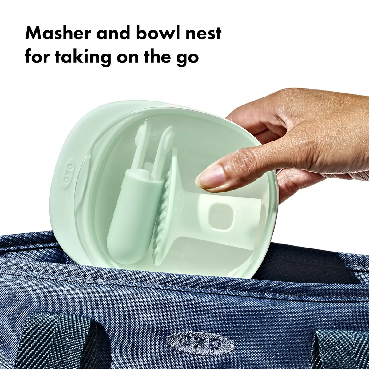 OXO Tot Food Masher, Opal | Baby Food Mashers for Soft Fruits & Veggies - view 4