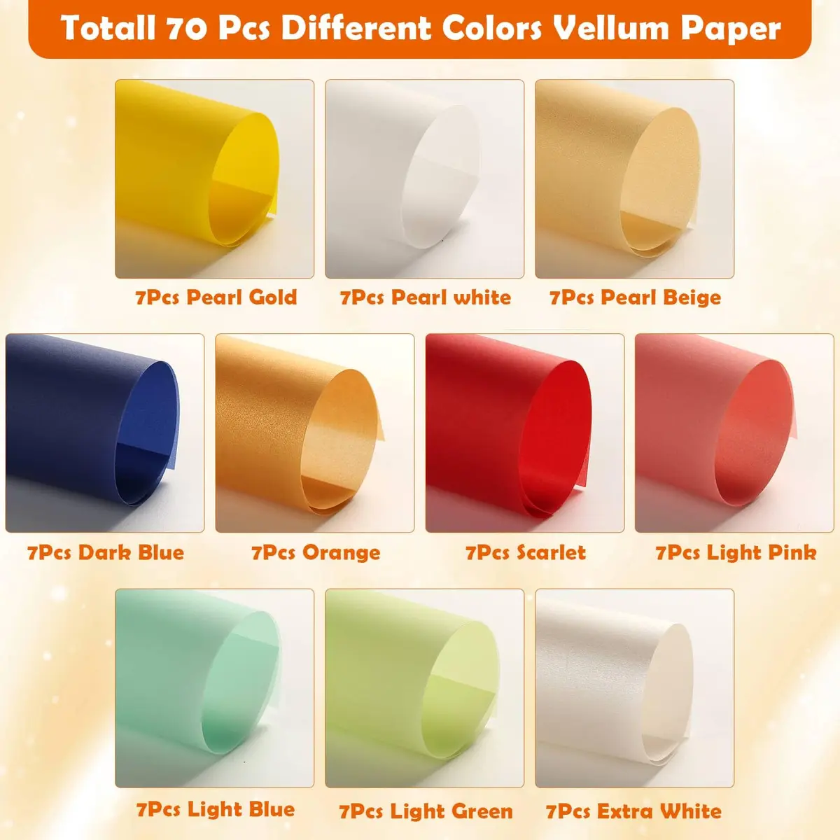cridoz 70 Pcs Colored Vellum Translucent Paper 8.5 x 11 Inches | 100 GSM Tracing Paper for Crafts & Invitations - view 5